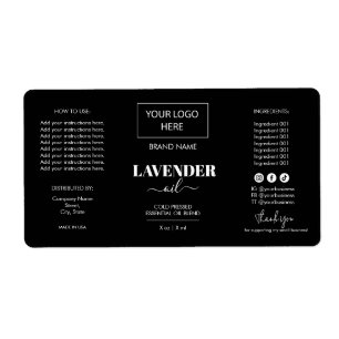 Minimalist Black Dropper Bottle Product Label Logo