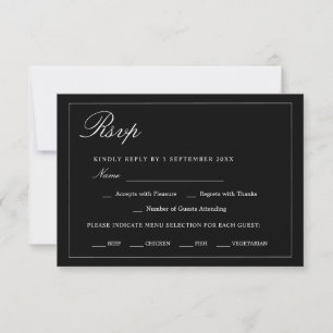 Minimalist Black Elegant Modern Wedding Meal Choic RSVP Card