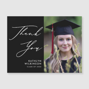 Minimalist Black Elegant Script GRAD Thank You