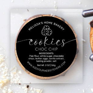 Minimalist Black Elegant Script Sugar Cookie Label