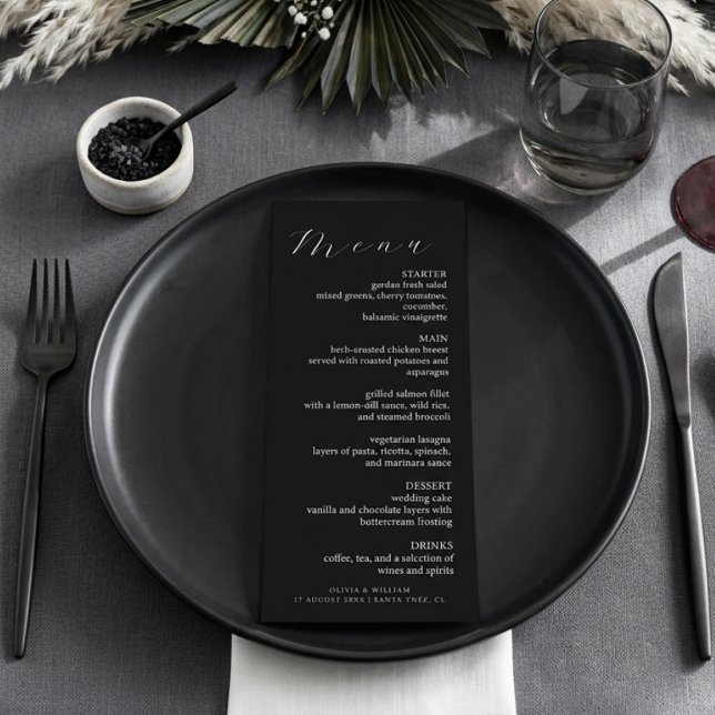 Minimalist Black Elegant Wedding Dinner Menu (Creator Uploaded)