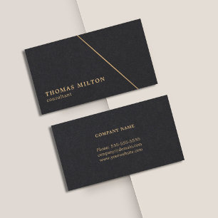 Minimalist Black Faux Gold Line Consultant Business Card