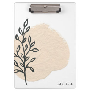 Minimalist Black floral creme pattern Clipboard