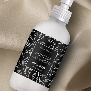 Minimalist Black Floral Room Spray Bottle Label