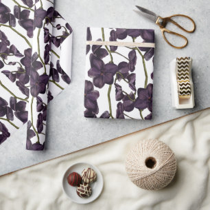 Minimalist Black Floral Wrapping Paper