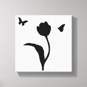 Minimalist Black Flowers & Butterfly Wall Art   Mo