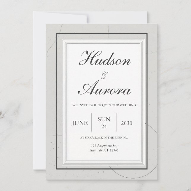 Minimalist Black Frame Elegant Geometric Wedding Invitation (Front)
