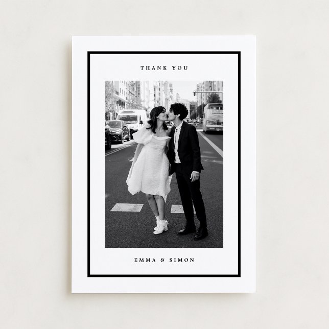 Minimalist Black Frame Photo Wedding Thank You  (Creator Uploaded)