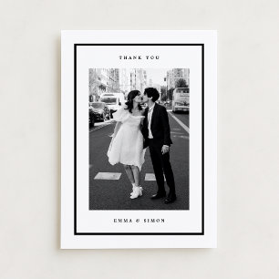 Minimalist Black Frame Photo Wedding Thank You Card