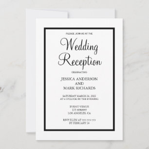 Minimalist Black Frame Wedding Reception  Invitation