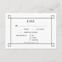Minimalist Black Frame Wedding RSVP Meal Options