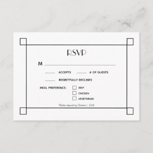 Minimalist Black Frame Wedding RSVP Meal Options