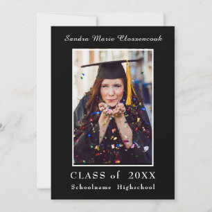 Minimalist Black Frame White Script Graduation An Announcement