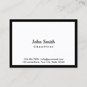 Minimalist Black Framed Elegant Chauffeur Business Card