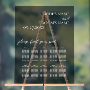 Minimalist Black Frosted Wedding Seating Chart