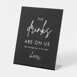 Minimalist Black Funny Wedding Open Bar Sign