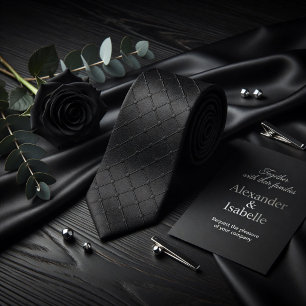 Minimalist Black Geometric Grid Dotted Texture Tie