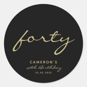 Minimalist Black & Gold Age Birthday  Classic Roun Classic Round Sticker