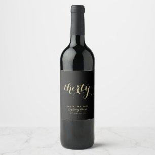 Minimalist Black & Gold Age Birthday Wine Label