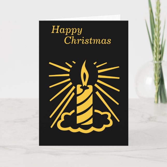minimalist black & gold candle burning contempory holiday card (Front)