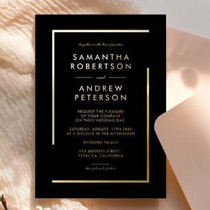Minimalist black gold chic elegant wedding
