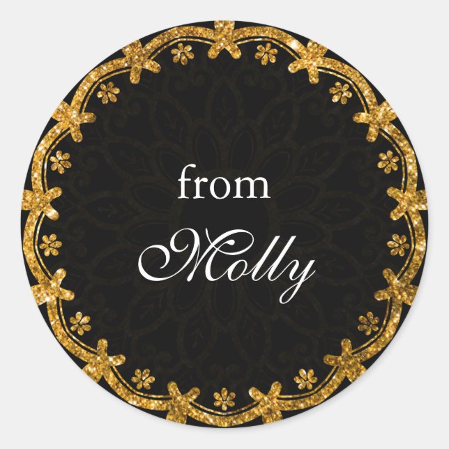 Minimalist Black & Gold Circle Mandala Stickers (Front)