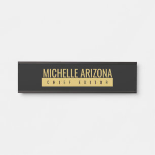 Minimalist Black & Gold Color Professional Modern  Door Sign
