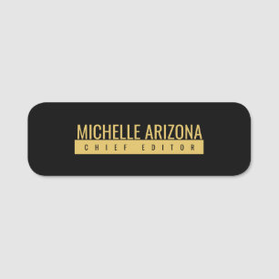 Minimalist Black & Gold Color Professional Modern  Name Tag