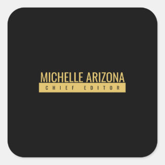 Minimalist Black & Gold Color Professional Modern Square Sticker