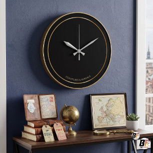 Minimalist Black & Gold Departures Arrivals Custom Large Clock