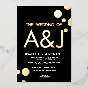 Minimalist Black Gold Dots Wedding