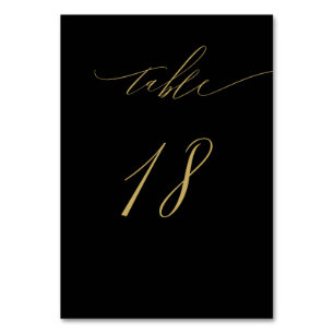 Minimalist Black Gold Elegant Script 18 Wedding Table Number