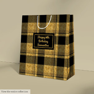 Minimalist Black Gold Glitter Wedding Gift Bag