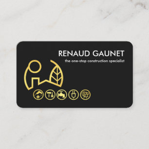 Minimalist Black Gold Landscape Tools Business Card