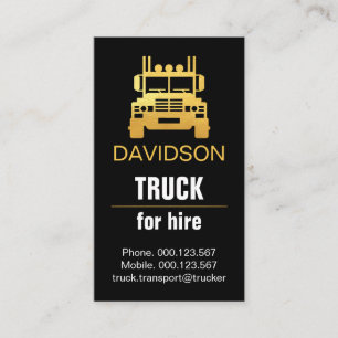 Minimalist Black Gold Line Trucking Business Card