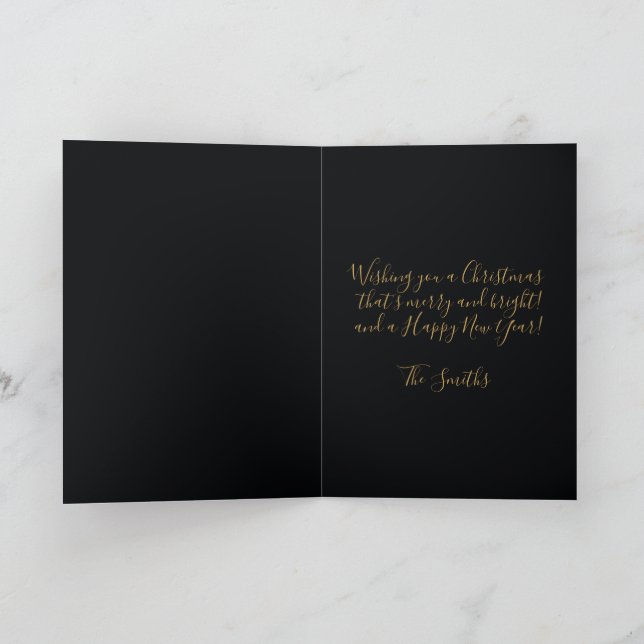 Minimalist Black & Gold Merry Christmas Card (Inside)