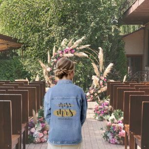 Minimalist Black & Gold Miss to Mrs Bridal Party Denim Jacket