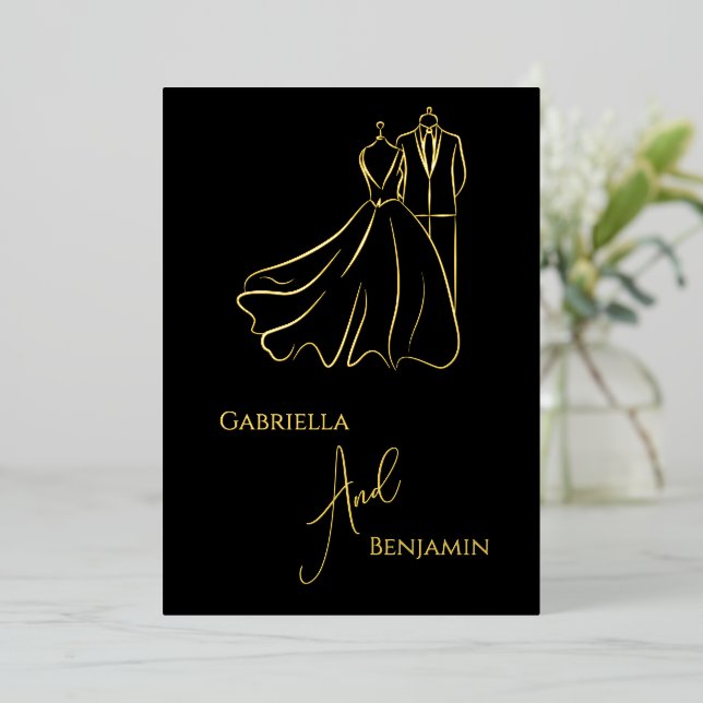 Minimalist Black Gold Script Formal Wedding (Standing Front)