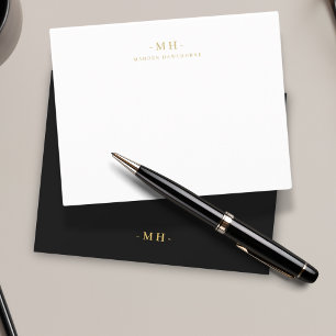 Minimalist Black Gold Simple Elegant Monogram Card