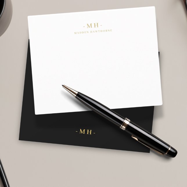 Minimalist Black Gold Simple Elegant Monogram Card (Creator Uploaded)