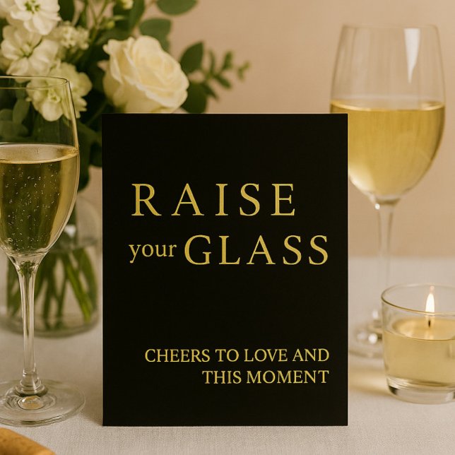 Minimalist Black & Gold Wedding Bar Sign Foil  Foil Holiday Card (Creator Uploaded)
