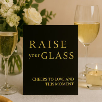 Minimalist Black & Gold Wedding Bar Sign Foil  Holiday Card
