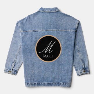 Minimalist Black, Gold & White Personalised Name Denim Jacket