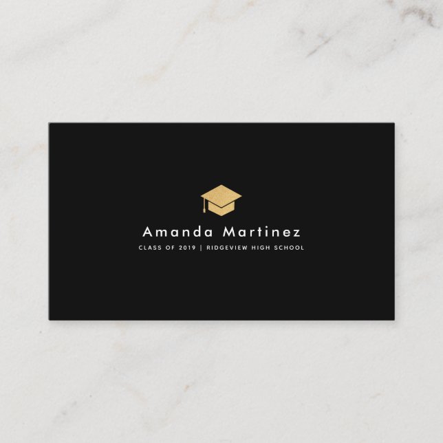 Minimalist Black Graduate Student Calling Card (Front)