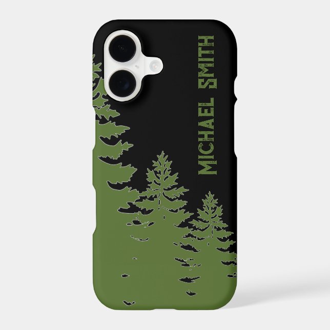 Minimalist black green pine tree silhouette    (Back)