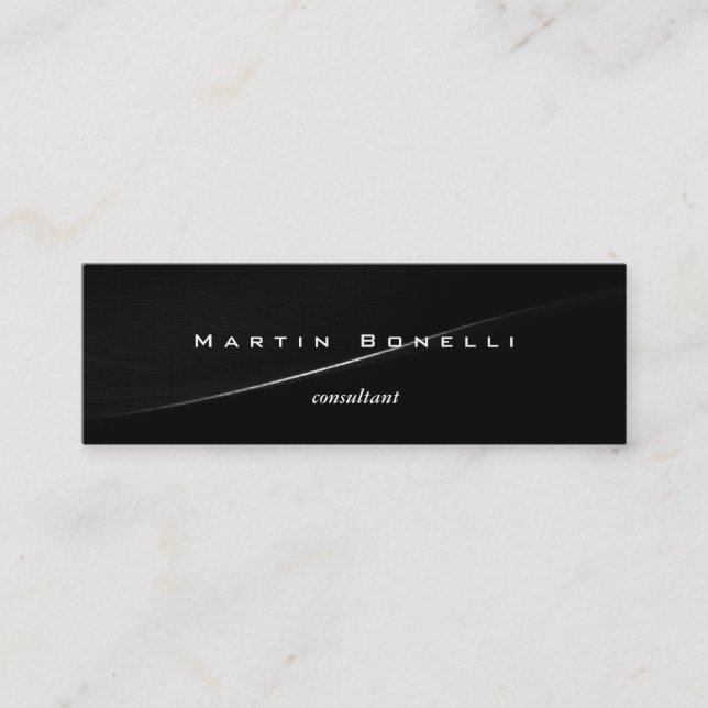 Minimalist Black Grey Light Skinny Business Card (Front)