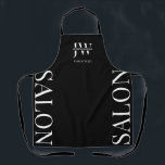 Minimalist Black Hairdresser Beauty Salon Initials Apron<br><div class="desc">Create branded aprons for your hair salon, spa or beauty business with this modern black and white beauty salon apron. This fully customisable beautician apron design features stylish serif fonts, space for your monogram, initials or logo as well as space for your employee name. The sides of the apron showcase...</div>