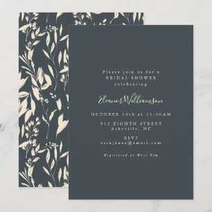 Minimalist Black Hand Drawn Floral Bridal Shower Invitation