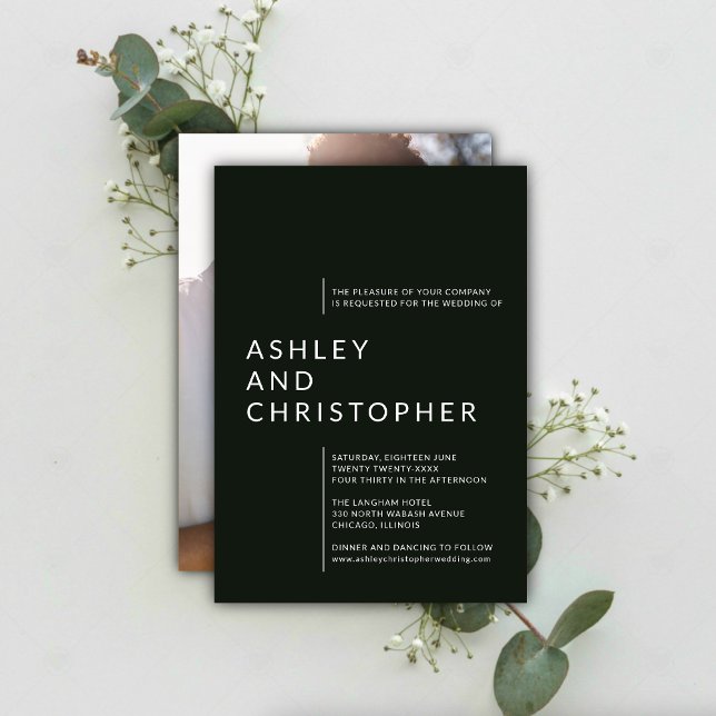 Minimalist Black Isolated Names Photo Wedding Invitation (Creator Uploaded)