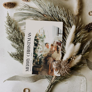 Minimalist Black & Ivory Christmas Family Photo Holiday Card